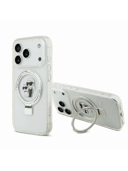 Karl Lagerfeld Karl Lagerfeld Ringstand Karl and Choupette MagSafe Zadní Kryt pro iPhone 17 Pro White