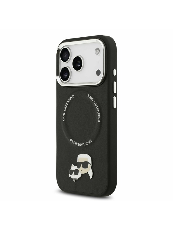 Karl Lagerfeld Karl Lagerfeld PU Karl and Choupette Heads Pins MagSafe Zadní Kryt pro iPhone 17 Pro Black