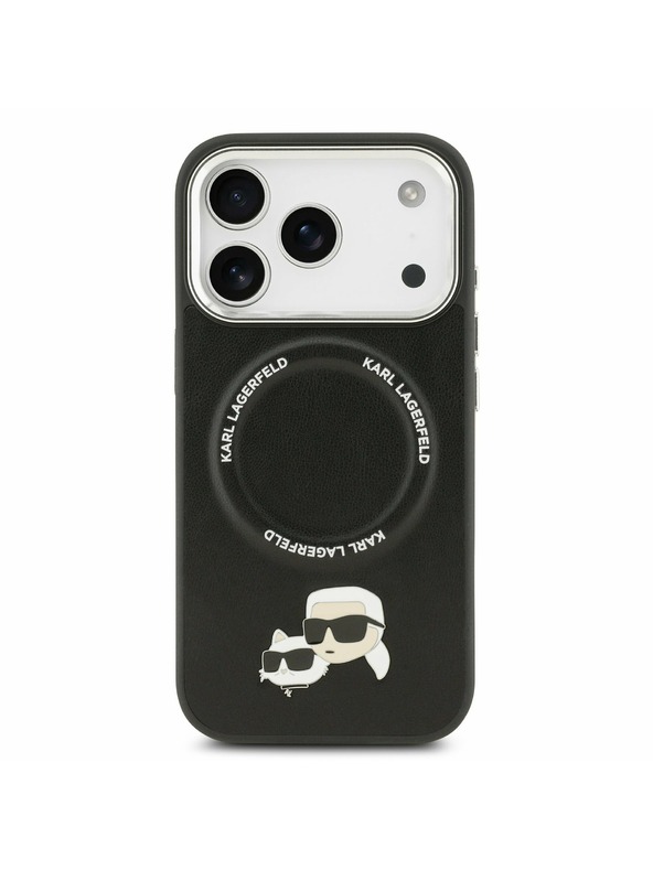 Karl Lagerfeld Karl Lagerfeld PU Karl and Choupette Heads Pins MagSafe Zadní Kryt pro iPhone 17 Pro Black