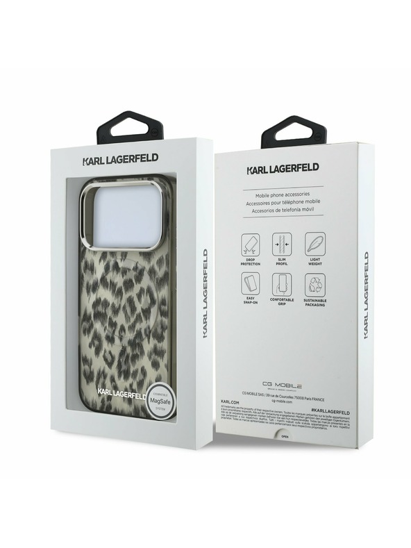 Karl Lagerfeld Karl Lagerfeld IML Leopard MagSafe Zadní Kryt pro iPhone 17 Pro Brown