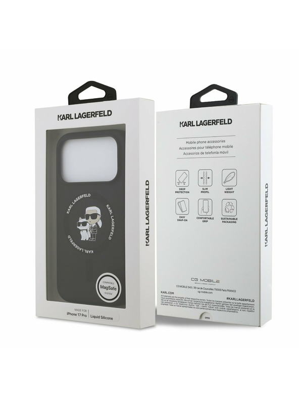 Karl Lagerfeld Karl Lagerfeld Liquid Silicone Karl and Choupette MagSafe Zadní Kryt pro iPhone 17 Pro Black