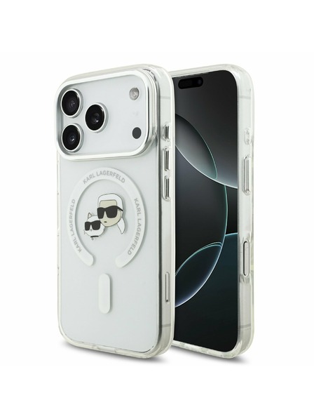 Karl Lagerfeld Karl Lagerfeld IML K&CH Heads Metal Frame MagSafe Zadní Kryt pro iPhone 17 Pro Transparent