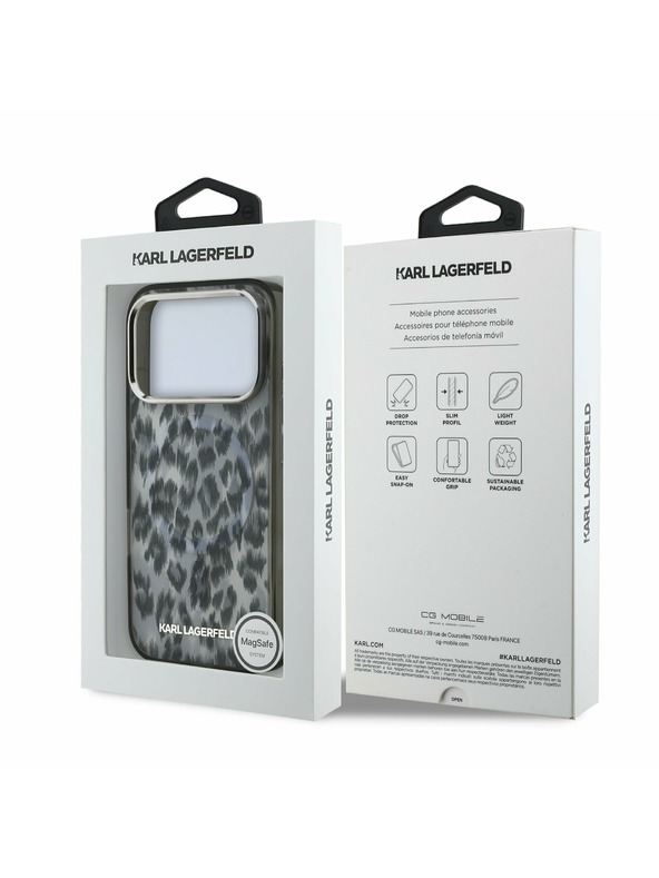 Karl Lagerfeld Karl Lagerfeld IML Leopard MagSafe Zadní Kryt pro iPhone 17 Pro Grey
