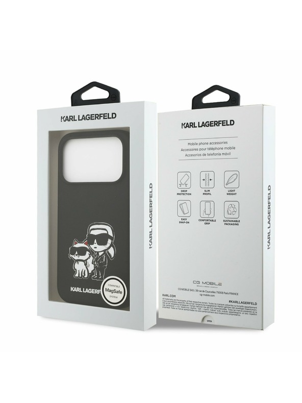Karl Lagerfeld Karl Lagerfeld Liquid Silicone K&CH Sketch MagSafe Zadní Kryt pro iPhone 17 Pro Black