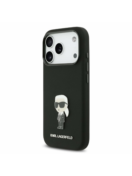 Karl Lagerfeld Karl Lagerfeld Liquid Silicone Metal Ikonik Zadní Kryt pro iPhone 17 Pro Black