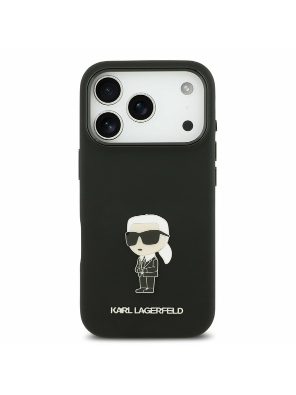Karl Lagerfeld Karl Lagerfeld Liquid Silicone Metal Ikonik Zadní Kryt pro iPhone 17 Pro Black