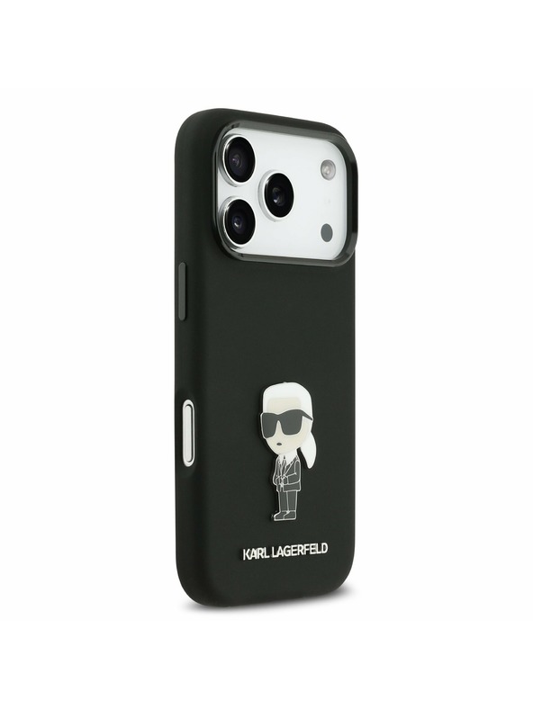 Karl Lagerfeld Karl Lagerfeld Liquid Silicone Metal Ikonik Zadní Kryt pro iPhone 17 Pro Black