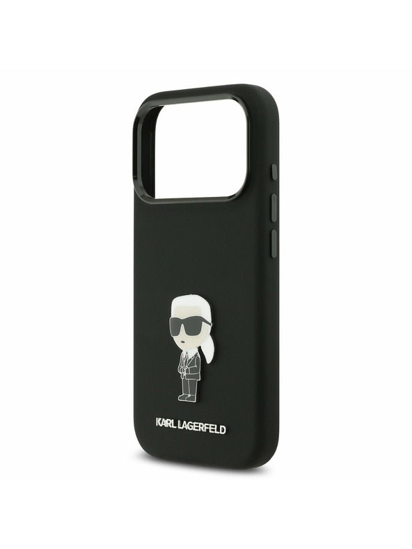 Karl Lagerfeld Karl Lagerfeld Liquid Silicone Metal Ikonik Zadní Kryt pro iPhone 17 Pro Black