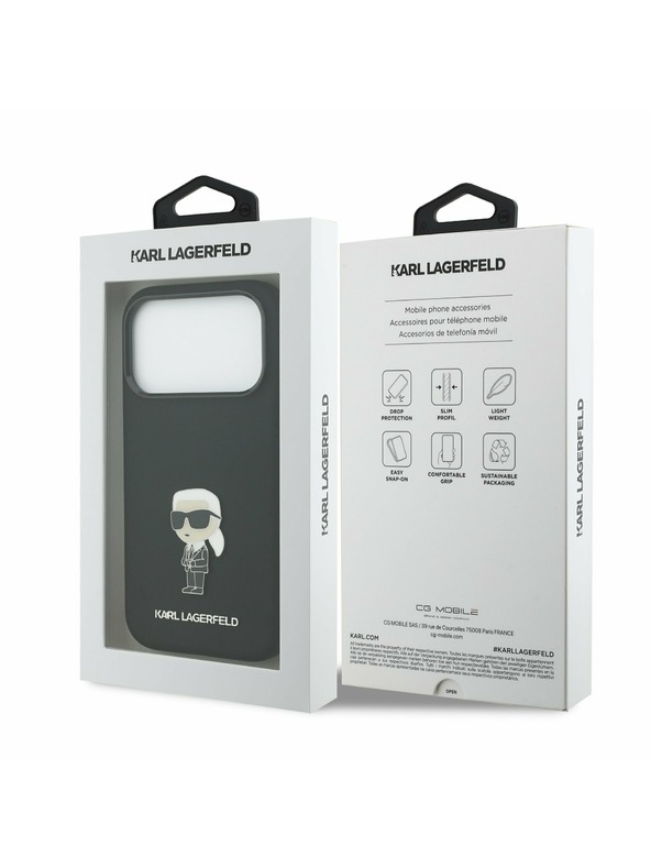 Karl Lagerfeld Karl Lagerfeld Liquid Silicone Metal Ikonik Zadní Kryt pro iPhone 17 Pro Black