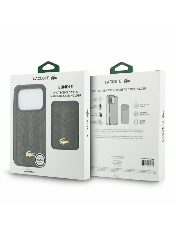 Lacoste Lacoste PVC Blend MagSafe Zadní Kryt + Peněženka pro iPhone 17 Pro Brown