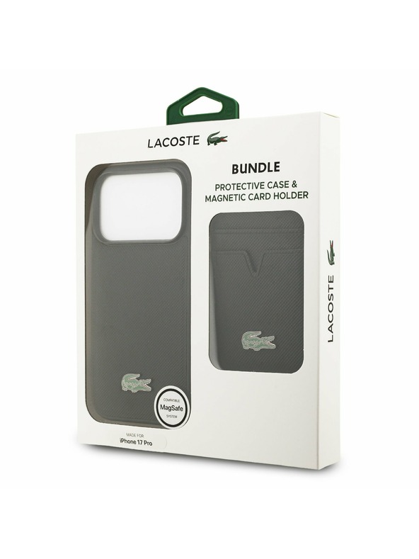 Lacoste Lacoste Iconic Petit Pique MagSafe Zadní Kryt + Peněženka pro iPhone 17 Pro Black