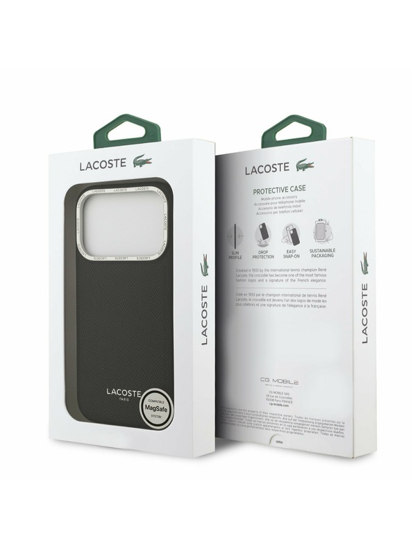Lacoste Lacoste PU Leather Champs Elysees MagSafe Zadní Kryt pro iPhone 17 Pro Black