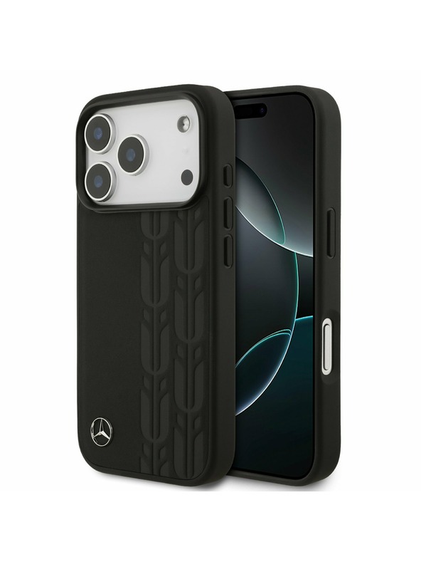 Mercedes Mercedes Leather Laurel Leaves MagSafe Zadní Kryt pro iPhone 17 Pro Black