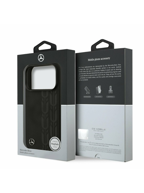 Mercedes Mercedes Leather Laurel Leaves MagSafe Zadní Kryt pro iPhone 17 Pro Black