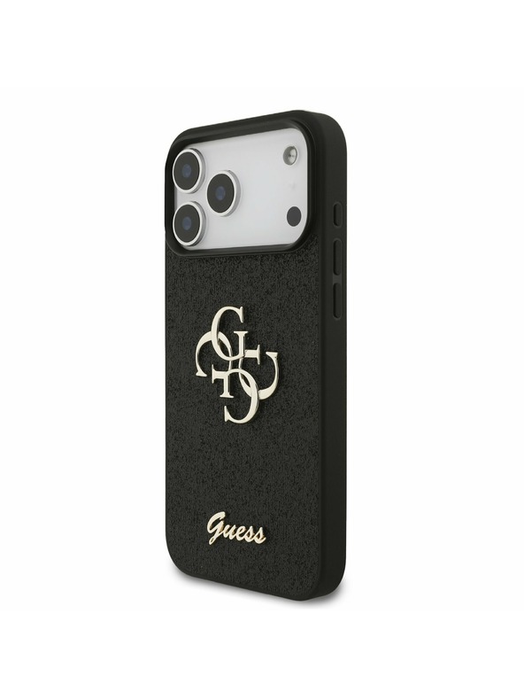 Guess Guess PU Fixed Glitter 4G Metal Logo Zadní Kryt pro iPhone 17 Pro Max Black