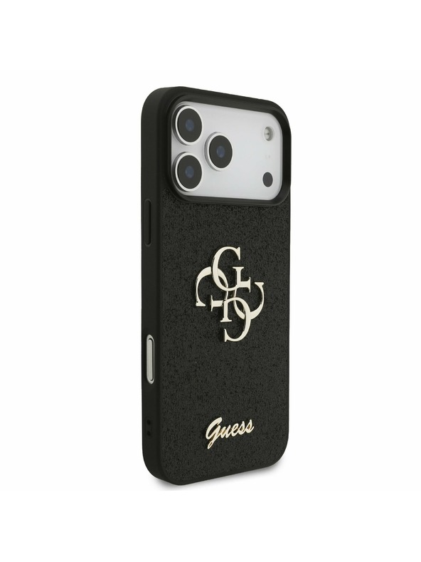 Guess Guess PU Fixed Glitter 4G Metal Logo Zadní Kryt pro iPhone 17 Pro Max Black