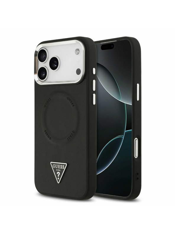 Guess Guess PU Leather Triangle Logo MagSafe Zadní Kryt pro iPhone 17 Pro Max Black