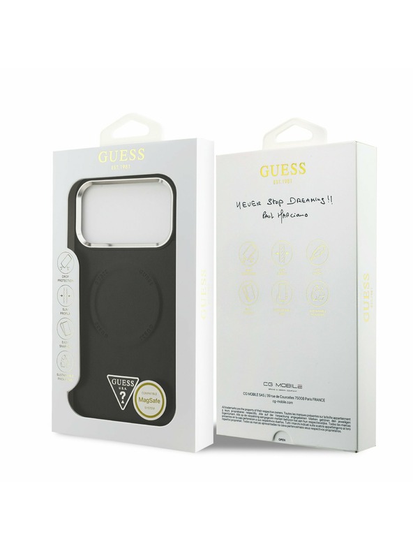 Guess Guess PU Leather Triangle Logo MagSafe Zadní Kryt pro iPhone 17 Pro Max Black