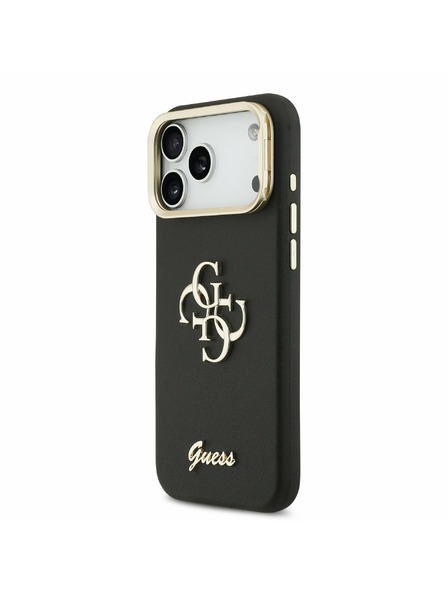 Guess Guess PU Grained 4G Logo Stand Camera Frame Zadní Kryt pro iPhone 17 Pro Max Black