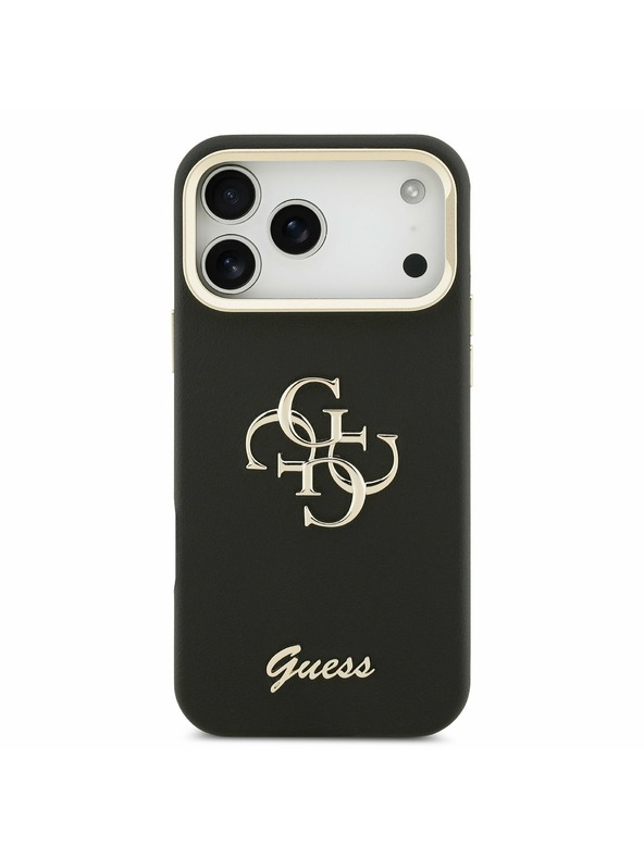 Guess Guess PU Grained 4G Logo Stand Camera Frame Zadní Kryt pro iPhone 17 Pro Max Black