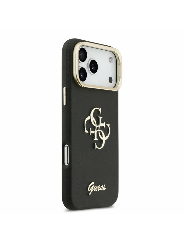Guess Guess PU Grained 4G Logo Stand Camera Frame Zadní Kryt pro iPhone 17 Pro Max Black