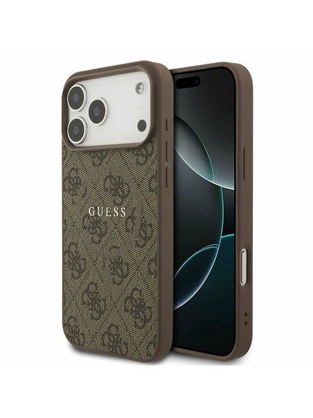 Guess Guess PU Leather 4G Colored Ring MagSafe Zadní Kryt pro iPhone 17 Pro Max Brown