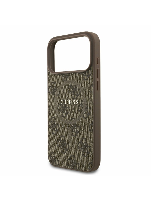 Guess Guess PU Leather 4G Colored Ring MagSafe Zadní Kryt pro iPhone 17 Pro Max Brown