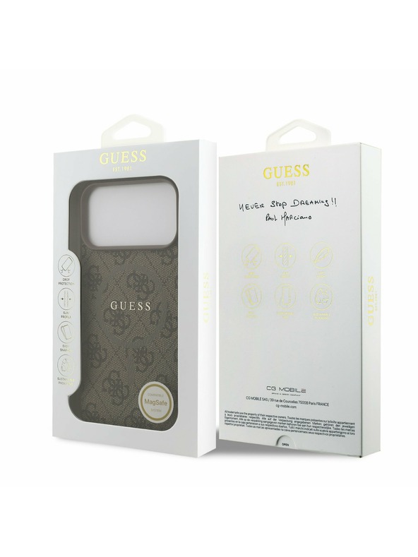 Guess Guess PU Leather 4G Colored Ring MagSafe Zadní Kryt pro iPhone 17 Pro Max Brown