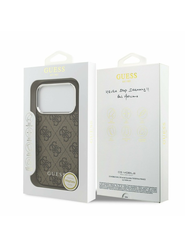 Guess Guess 4G MagSafe Zadní Kryt pro iPhone 17 Pro Max Brown