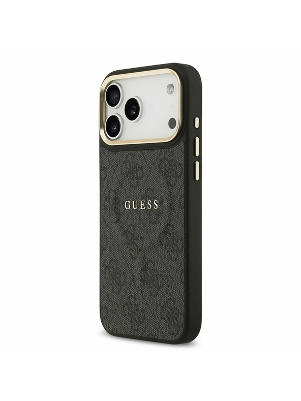 Guess Guess PU Leather 4G Gold Frame MagSafe Zadní Kryt pro iPhone 17 Pro Max Black