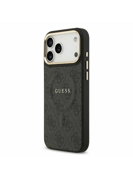 Guess Guess PU Leather 4G Gold Frame MagSafe Zadní Kryt pro iPhone 17 Pro Max Black
