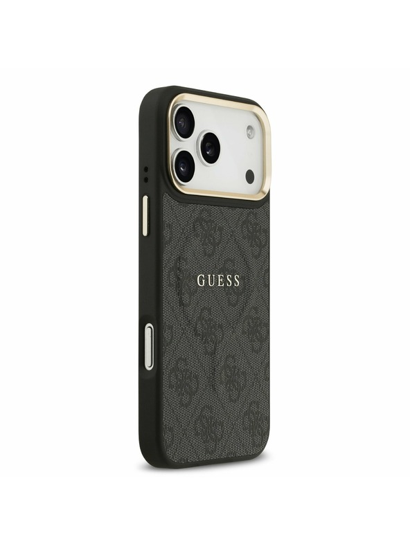 Guess Guess PU Leather 4G Gold Frame MagSafe Zadní Kryt pro iPhone 17 Pro Max Black