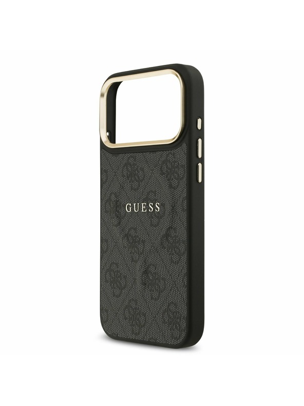 Guess Guess PU Leather 4G Gold Frame MagSafe Zadní Kryt pro iPhone 17 Pro Max Black