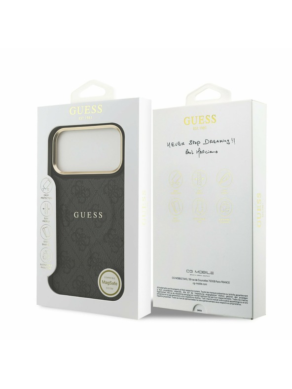 Guess Guess PU Leather 4G Gold Frame MagSafe Zadní Kryt pro iPhone 17 Pro Max Black