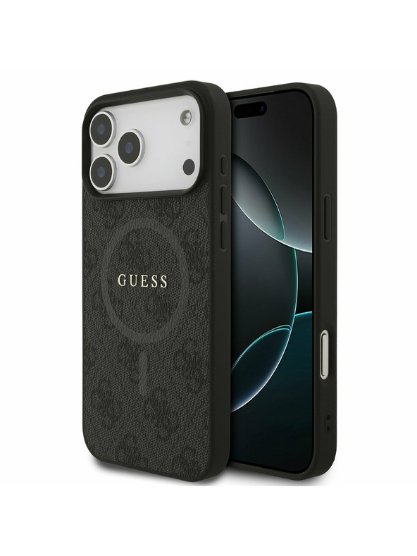Guess Guess PU Leather 4G Colored Ring MagSafe Zadní Kryt pro iPhone 17 Pro Max Black