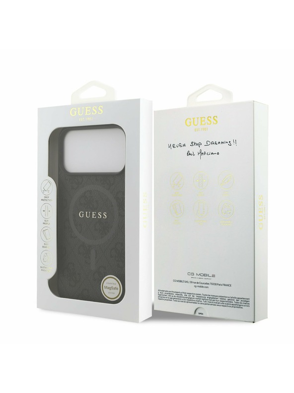 Guess Guess PU Leather 4G Colored Ring MagSafe Zadní Kryt pro iPhone 17 Pro Max Black