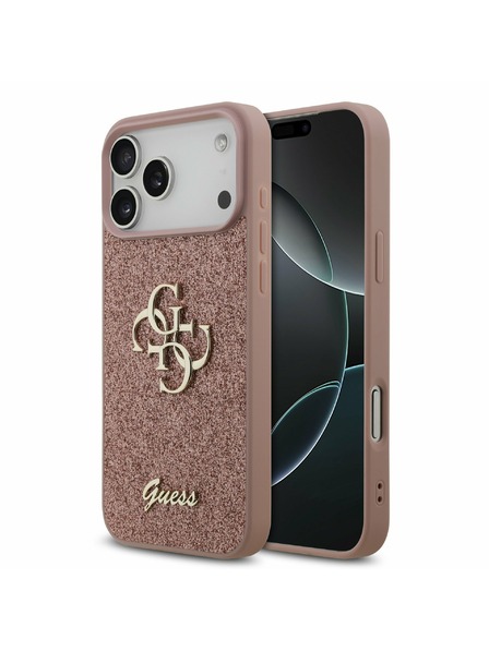 Guess Guess PU Fixed Glitter 4G Metal Logo Zadní Kryt pro iPhone 17 Pro Max Pink