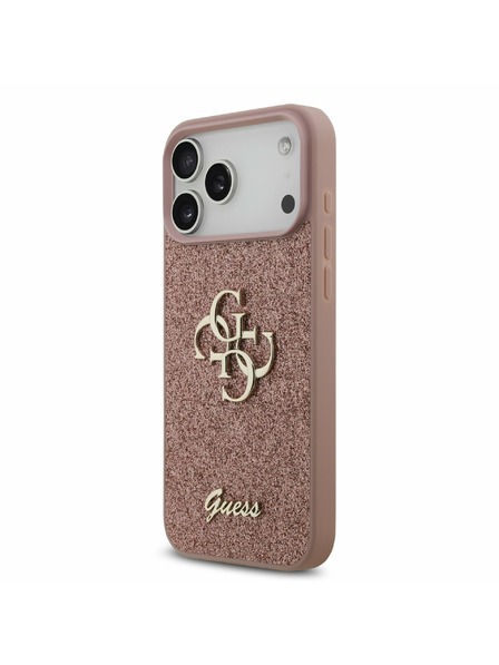Guess Guess PU Fixed Glitter 4G Metal Logo Zadní Kryt pro iPhone 17 Pro Max Pink