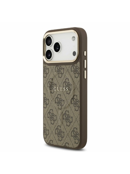 Guess Guess PU Leather 4G Gold Frame MagSafe Zadní Kryt pro iPhone 17 Pro Max Brown