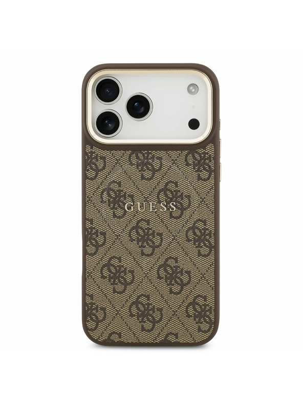 Guess Guess PU Leather 4G Gold Frame MagSafe Zadní Kryt pro iPhone 17 Pro Max Brown