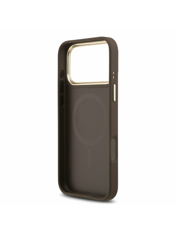 Guess Guess PU Leather 4G Gold Frame MagSafe Zadní Kryt pro iPhone 17 Pro Max Brown