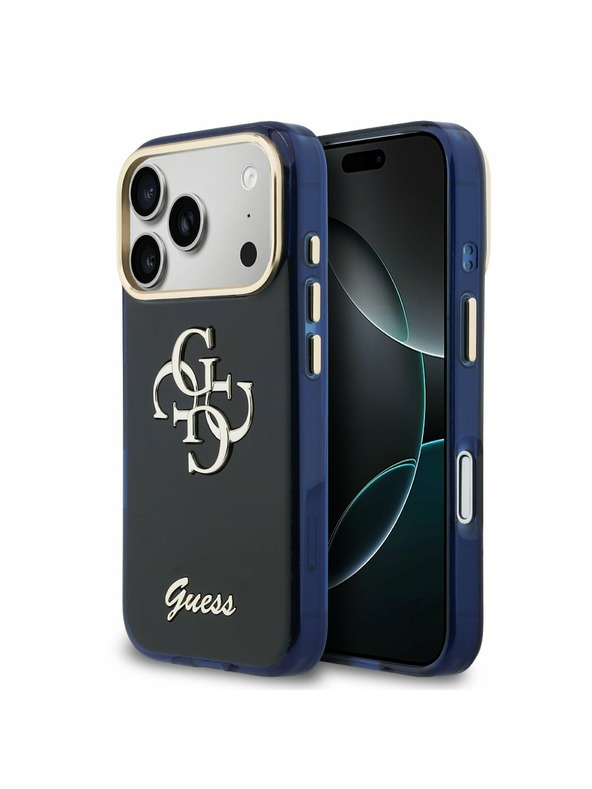Guess Guess IML 4G Script Metal Logo Zadní Kryt pro iPhone 17 Pro Max Blue