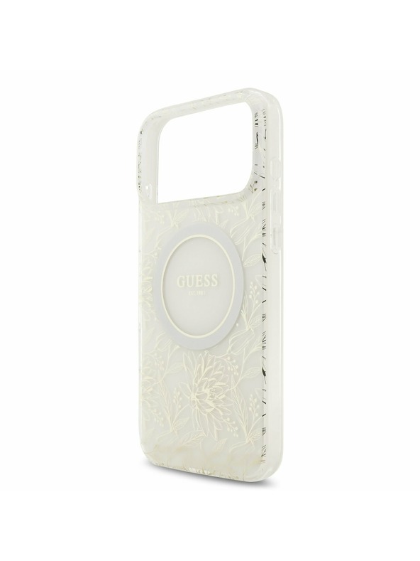Guess Guess IML Flowers Allover Strap MagSafe Zadní Kryt pro iPhone 17 Pro Max White