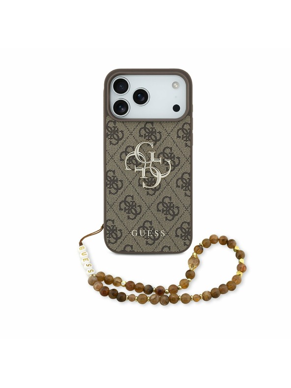 Guess Guess PU 4G Metal Logo Strap Zadní Kryt pro iPhone 17 Pro Max Brown