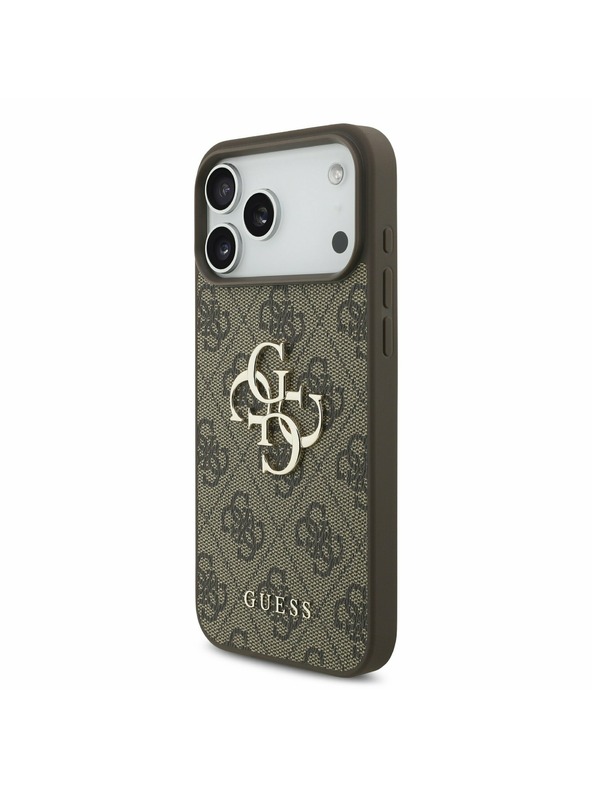 Guess Guess PU 4G Metal Logo Strap Zadní Kryt pro iPhone 17 Pro Max Brown