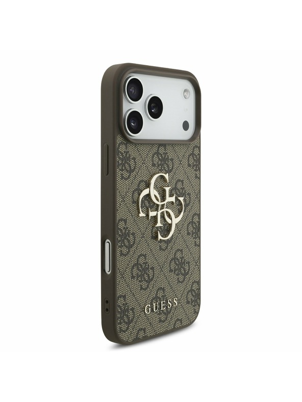 Guess Guess PU 4G Metal Logo Strap Zadní Kryt pro iPhone 17 Pro Max Brown
