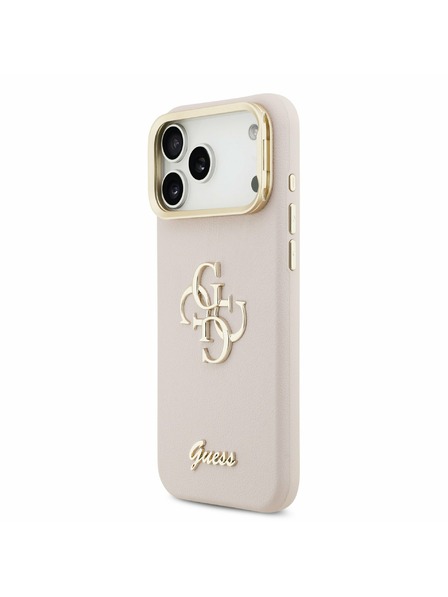 Guess Guess PU Grained 4G Logo Stand Camera Frame Zadní Kryt pro iPhone 17 Pro Max Pink