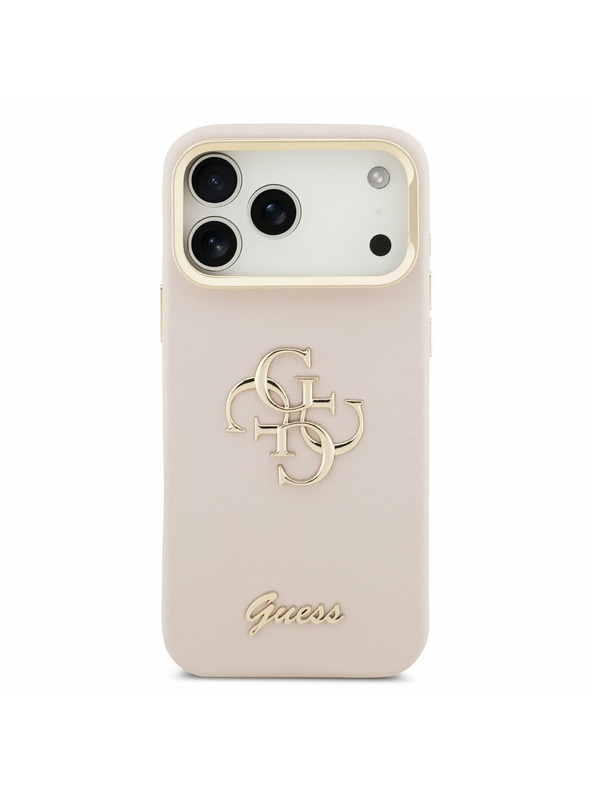 Guess Guess PU Grained 4G Logo Stand Camera Frame Zadní Kryt pro iPhone 17 Pro Max Pink