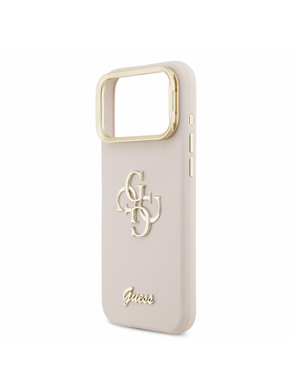 Guess Guess PU Grained 4G Logo Stand Camera Frame Zadní Kryt pro iPhone 17 Pro Max Pink