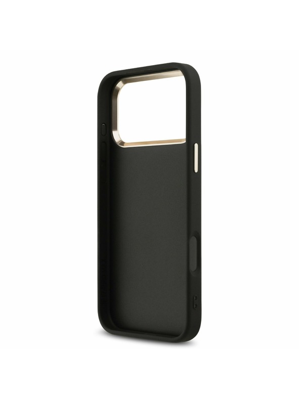 Guess Guess PU Leather 4G Metal Logo Gold Frame Zadní Kryt pro iPhone 17 Pro Max Black